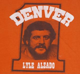 Vintage 1970s Lyle Alzado Denver Broncos NFL Football T Shirt 70s 
