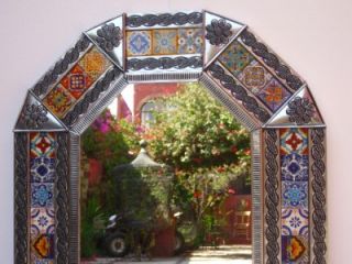 Punched Tin Talavera Mirror Mexican Folk Art Mirrors