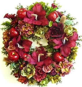   , Halloween,Thanksgiving,Fruit,Apples, Amaryllis Flower Door Wreath