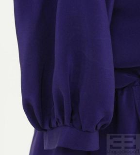 Amanda Uprichard Purple Silk V neck Short Sleeve Dress Size S