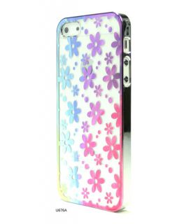 Chrome Flowers Rainbow Aluminum Plated Plastic Cover Case for iPhone 5 