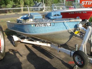 14 Blue Fin Aluminum V Bottom Fishing Boat Motor Trailer