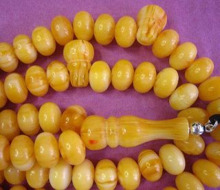 Islamic Large Prayer Beads 99 Butterscotch Yellow Amber