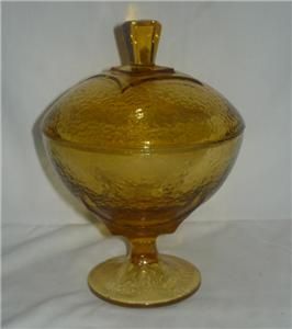 Beautiful Vintage 8 Amber Depression Glass Compote with Lid Mint Old 