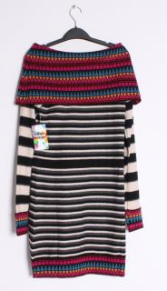 Desigual Womens VEST AMBER Off Shoulder Striped Sweater Dress