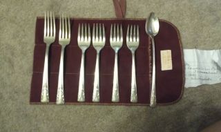 Silver Plated Flatware 7 Pieces. Mark Camelia Silverplate 