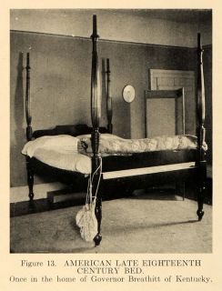 1918 Print American 18th Century Bed Breathitt Kentucky Original 