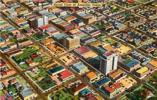 Amarillo Texas TX 1950 Aerial View Downtown Amarillo Vintage Postcard 