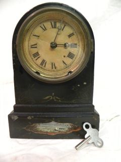 ANTIQUE AMERICAN TERRY CLOCK COMPANY 8DAY TIME AND STRIKE METAL PARLOR 
