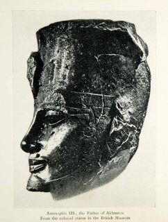 1923 Print Statue Amenhotep III Amenophis Magnificent 9th Pharaoh Tiye 