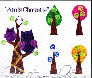 Amis Chouette Fun Modern Pieced Applique Owl Trees Quilt Pattern 
