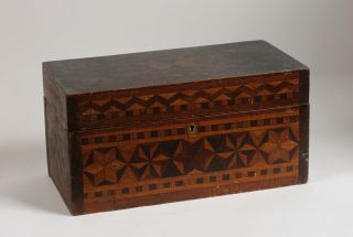 Early American Folk Art Box Inlaid Hexagram Design NY Pennsylvania New 