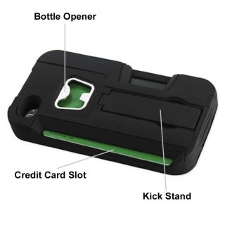 Hybrid Amory Case with Bottle Opener, Credit Card Slot and Kick Stand