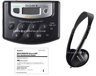 Sony SRF M37W Am FM Radio 5 Preset Walkman w Headphones