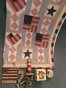Lot Americana Bathroom Home Decor Shower Curtain Partylite Candle Wall 