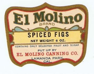  Vintage Paper Jar Label Spiced Figs Lamanda Park CA Pre WW2
