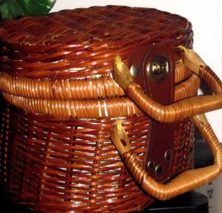 Wicker Rattan Basket Gift Basket with Lid Sewing Box Storage Container 