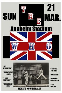 Pete Townshend The Who at Anaheim Stadium Concert Poster Circa 1975 