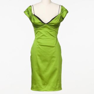 Amber Rose Zac Posen Green Off The Shoulder Fitted Dress Size 4