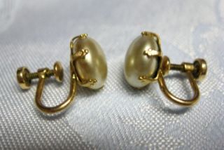 vintage amco 12k gf pearl screw earrings
