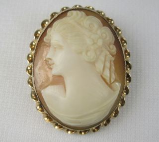 Vintage 12k 1 20 GF AMCO Carved SHELL CAMEO PIN PENDANT Gold Filled 