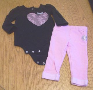 Amy COE Baby Girls Pink Skinny Jeans Silver Hearts Black Top Shirt 2 