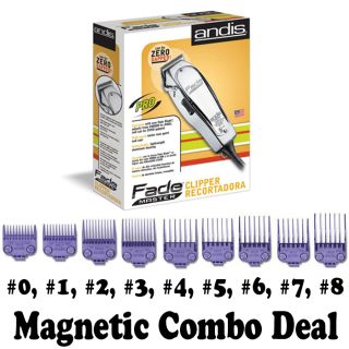 New Andis Fade Master Clipper 01690 Magnetic Guards Combs Guides 01410 