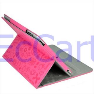 Apple iPad 2 Super Lovely and Cute Smart Cover Pink Leather Case with 