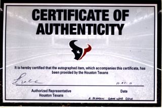 Andre Johnson Houston Texans Game Used Football Glove