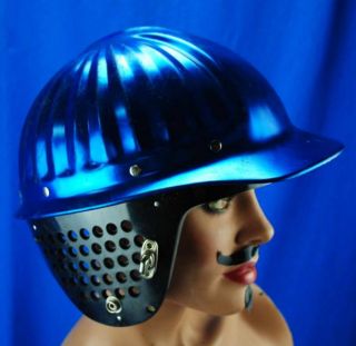 Vtg Industrial Metal Blue Aluminum Hard Hat AO American Optical with 