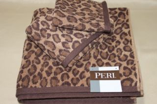 Peri Leopard Cheetah Animal Print Bath Towels 3 Piece