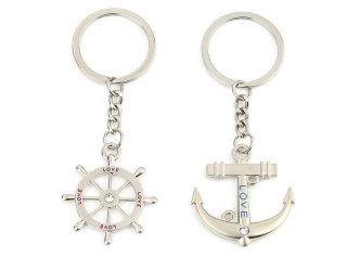 Lovely Rudder & Anchor key Chain keyring keyfob love gift #JP538