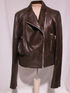NEW ANDREW MARC WOMENS LEATHER JACKET CHOCOLATE BUTTER SOFT BOMBER 