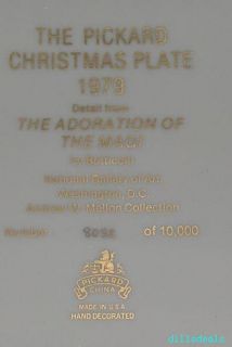 Pickard Christmas Plate 1979 The Adoration of The Magi Vintage 