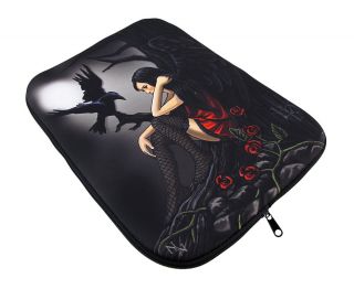 Dark Gothic Angel and Raven Neoprene Tablet Sleeve