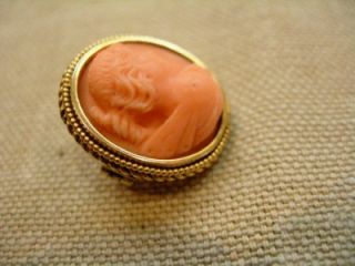 Mid Victorian 18ct Gold Coral Angel Cameo Brooch