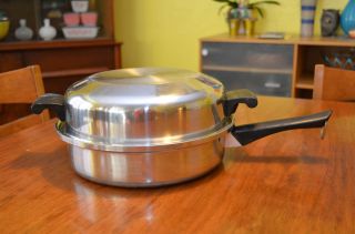Vintage Amway Queen 18 8 stainless steel fry pan with LID and egg 