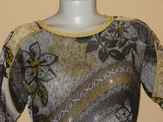ANAC Designed by Kimi Art in Motion Yellow Black Top XL