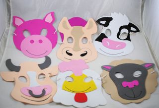 12 Assorted Farm Animal Masks Party Favors Costume