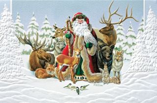   Gorgeous Pumpernickel Press Santa and Animals Christmas Cards