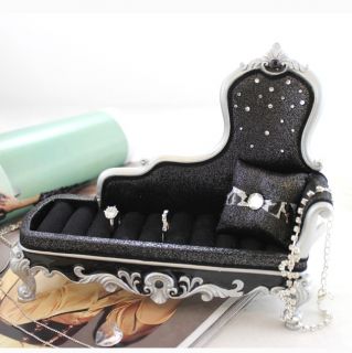   Lounge Chair Ring Holder Black Metallic Leopard Print Animal