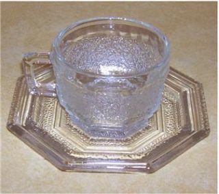 Anchor Hocking Glass Tea Cup Coffee Set Octagon Crystal