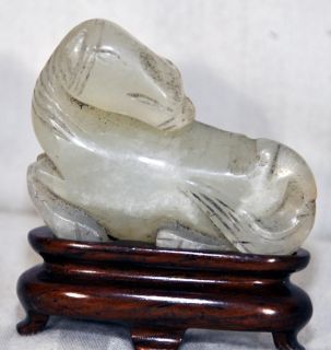 Vintage Chinese Carved Jade Animal Horse Cat Rabbit Figurine 