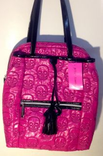 Betsey Johnson Head First Hot Pink Skull Backpack / Shoulder Bag
