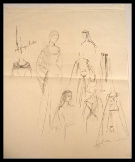  Original 1954 Costume Sketch Angela Lansbury The Court Jester