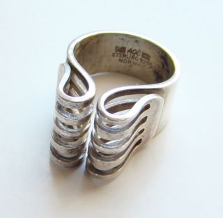 Anna Greta Eker Sterling Silver Modernist Ring Norway Plus Size 6 5 J 