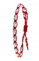 Tai Jewelry Silver Skulls Wrap Bracelet Drawstring Braided Red Cord 