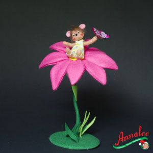 Annalee Primitive Doll Spring 3 inch Mouse in Flower Butterfly ★ New 