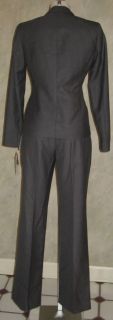 Anne Klein 3pc Charcoal Sharkskin Pant Suit Sz 2 $320