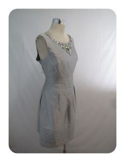 New Jessica Howard Silver Beaded Pleated Skirt Shantung Dress 14 $102 